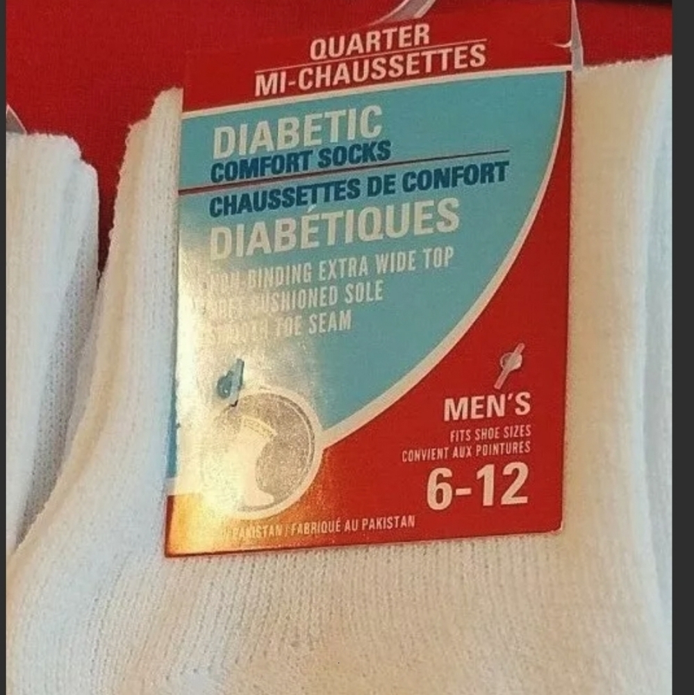 Diabetic Socks 1 Pair Men's Quarter Size 6-12